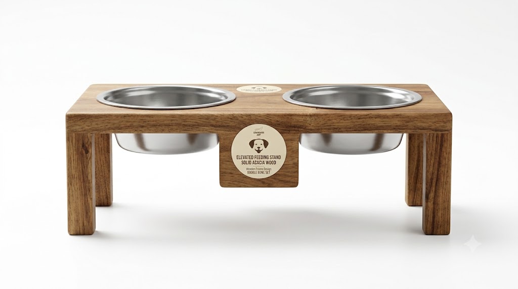 Plato elevado doble para perro